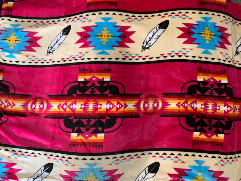Southwest Native Full Size Plush Reversible Blanket Etsy