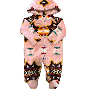 Native American Style Baby Hooded Pajamas: Soft Polyester Footie