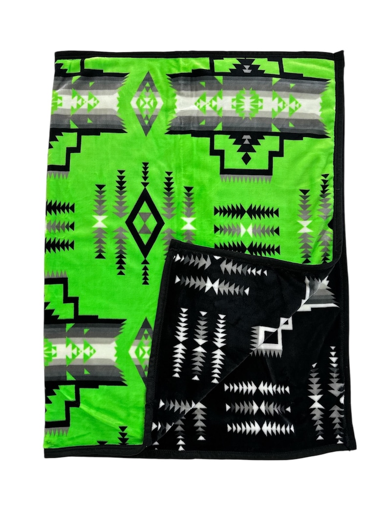 Southwest Native American Style NEW Design Super Soft Reversible Blanket Neon