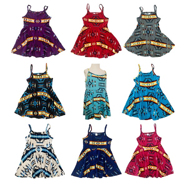 Southwest Native American Style Design Kids Summer Dress Suspender Skirt