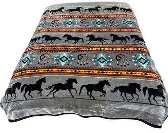 Native American Horse Blanket: Reversible Super Soft Queen Size