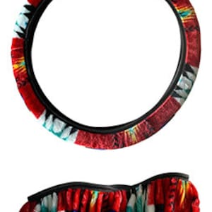 Native american super soft steering wheel cover red