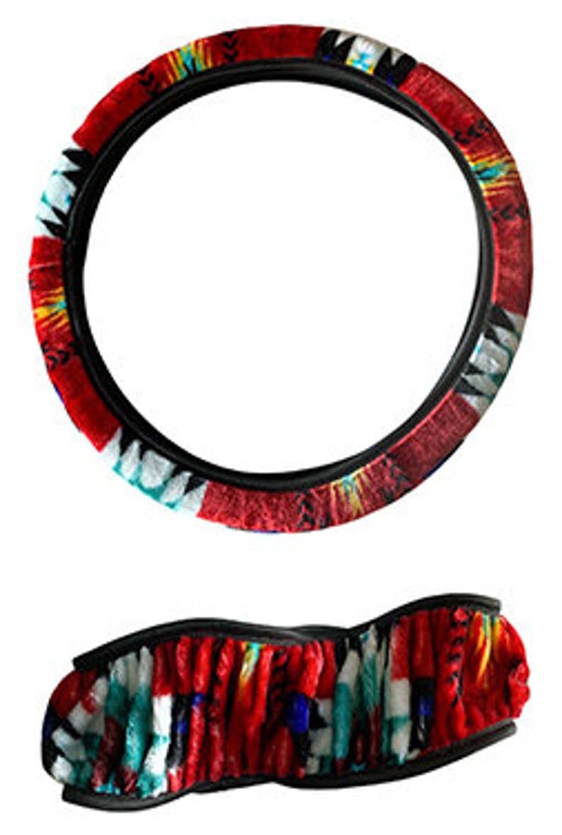 Native american super soft steering wheel cover red