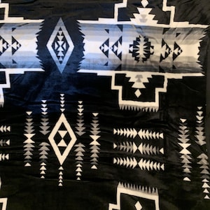 Native American Design Super Soft Queen Size Reversible Blanket Black White