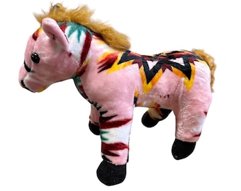 Caballo de peluche supersuave con diseño nativo americano, ideal como regalo de Navidad.