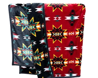 Manta reversible súper suave con diseño de estrella nativo americano, tamaño Queen, 79 x 87 pulgadas
