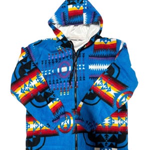 Southwest Native American Fleece Zip-Up Jacket: Warm Sherpa Lined Hoodie