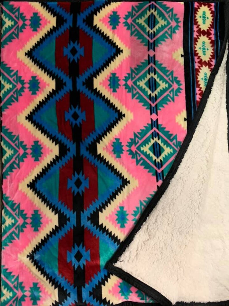 Native american super soft plush sherpa kids size blanket ...