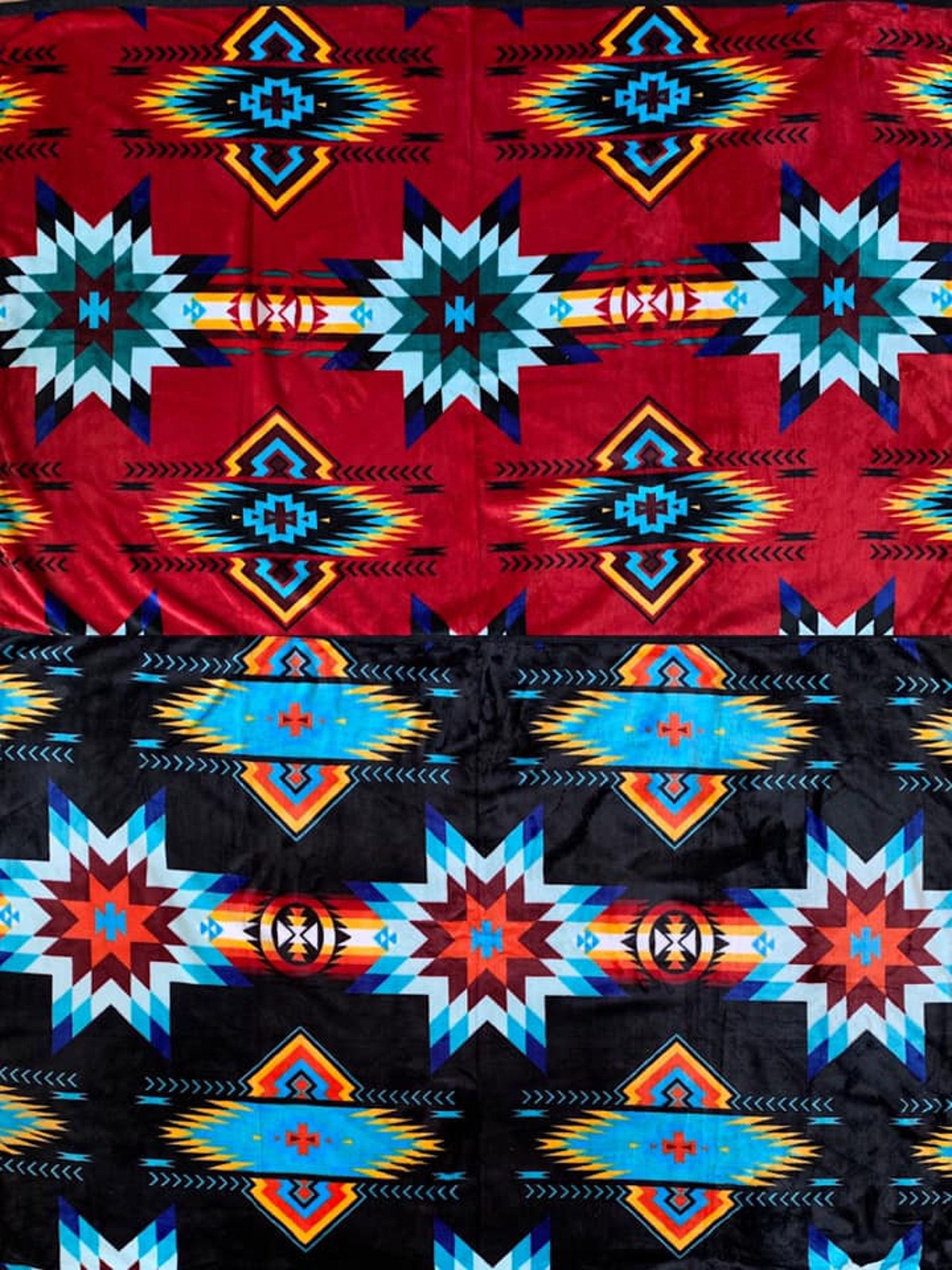 Native american super soft plush reversible Queen size blanket Etsy