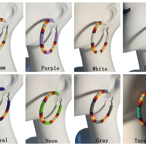 Southwest Style Beaded Boho Hoop Earrings More Colors