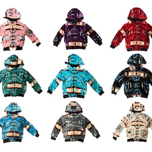 Jaqueta infantil supermacia estilo nativo americano com sherpa