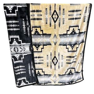 Native American Style Design Super Soft Plush Reversible Queen Size Blanket