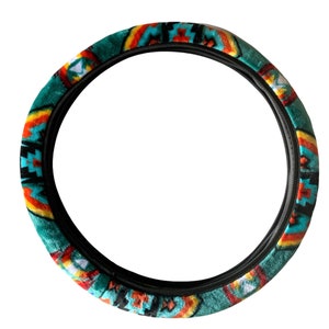 Native american super soft steering wheel cover turquoise green