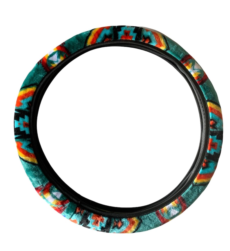 Native american super soft steering wheel cover turquoise green