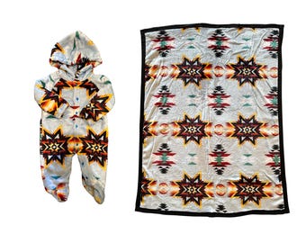 Conjunto de pijama y manta unisex para bebé, estilo nativo americano (20"x40")