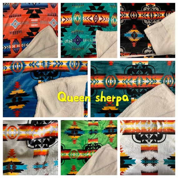 Native American Style Design Super Soft Plush Sherpa Queen Size Blanket Etsy