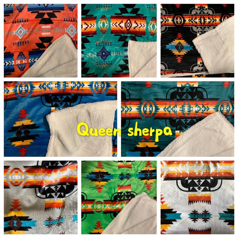 Native american super soft plush sherpa Queen size blanket Etsy