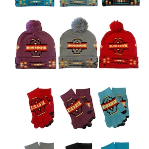 Mössor i amerikansk stil med indianmotiv, handskar, vinterhattar, handskar