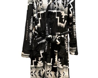 Native American Design Hooded Robe: Super Soft Southwest Bathrobe