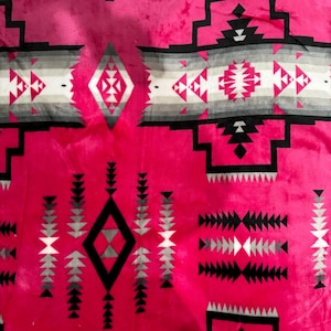 Southwest Native American Style NEW Design Super Soft Reversible Blanket Pink