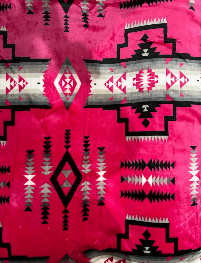 Southwest Native American Style NEW Design Super Soft Reversible Blanket Pink