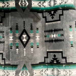 Native American Design Super Soft Queen Size Reversible Blanket Gray