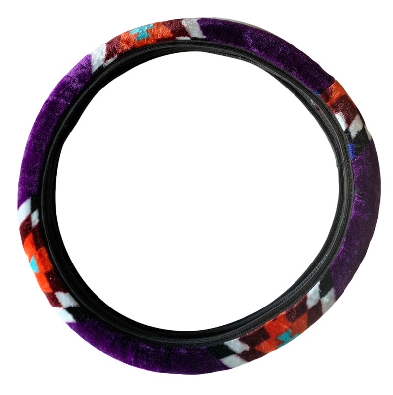 Native american super soft steering wheel cover purple