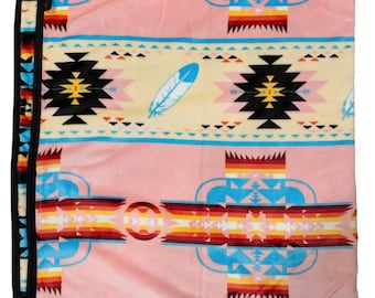 Manta cálida reversible de plumas súper suaves con diseño de estilo nativo americano, tamaño king