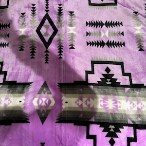 Southwest Native American Style NEW Design Super Soft Reversible Blanket purple