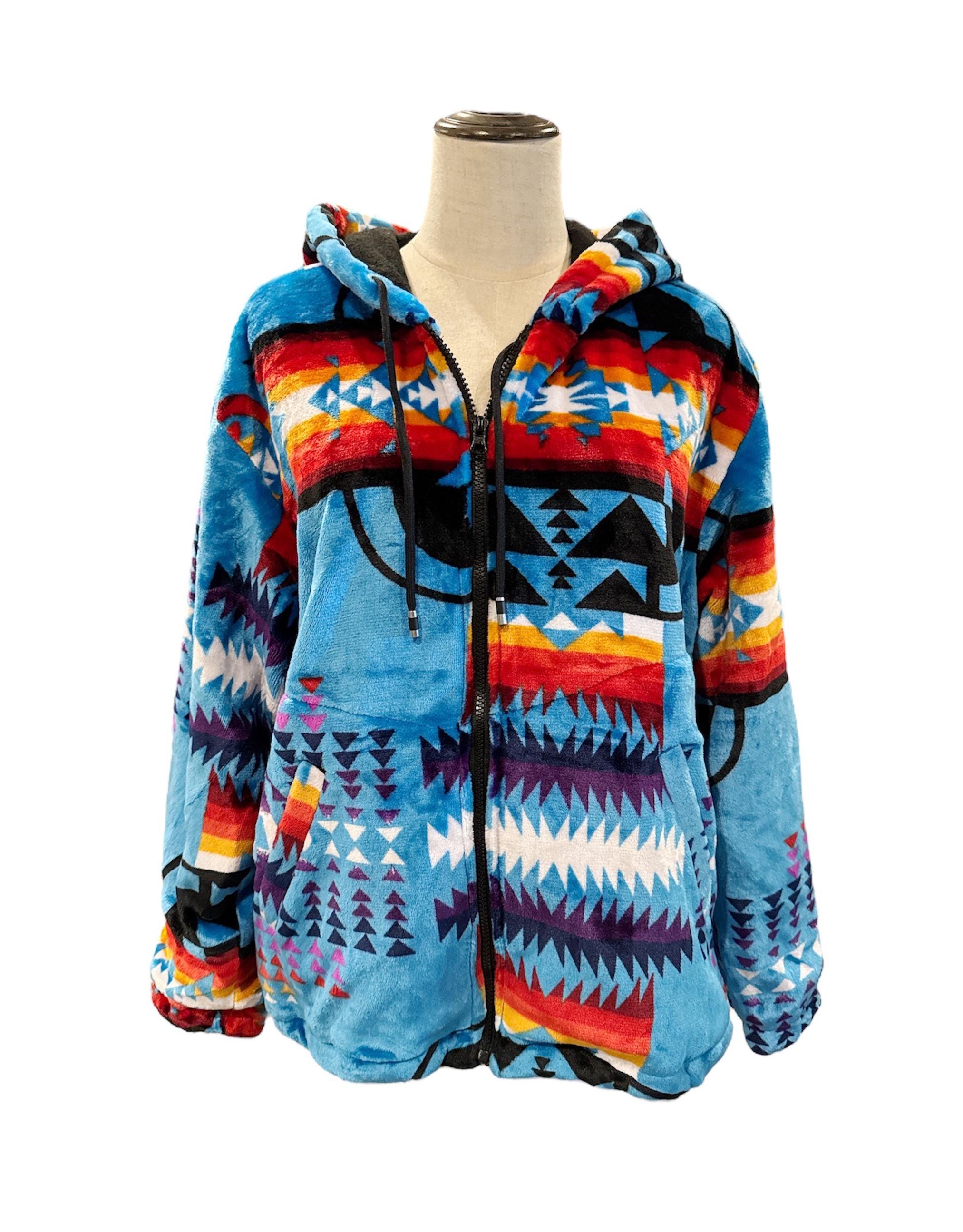 Native American Design Sherpa Lined Hooded Jacket - Etsy