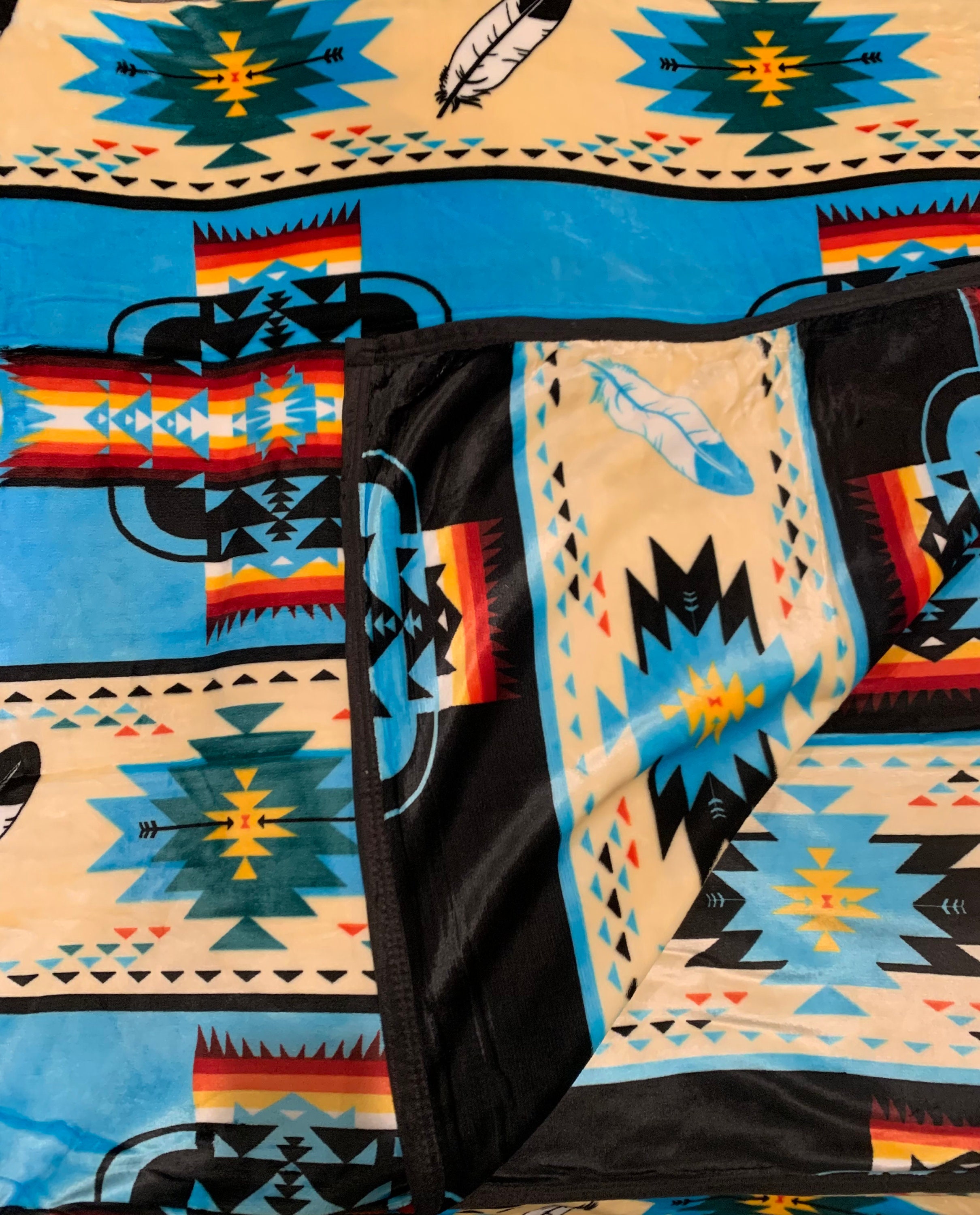 Southwest Native Full Size Plush Reversible Blanket Etsy