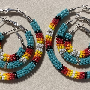 Southwest Style Beaded Boho Hoop Earrings More Colors,Native American For Gifts