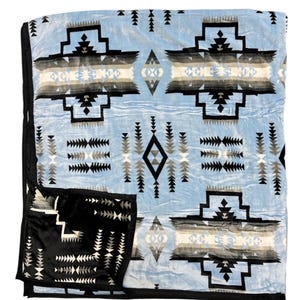 Southwest Native American Style NEW Design Super Soft Reversible Blanket Baby Blue