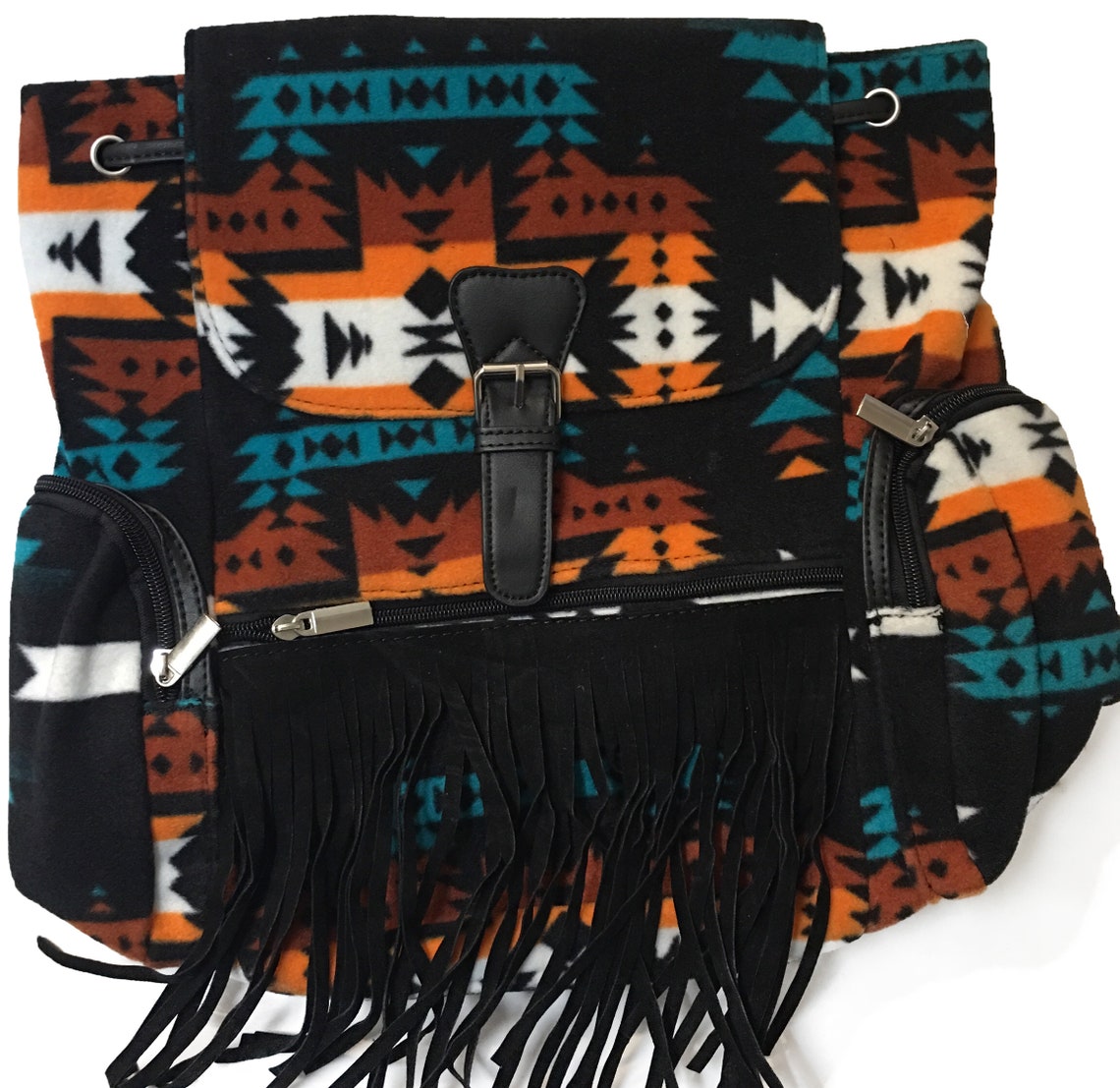 Native american design backpack with fringe Etsy