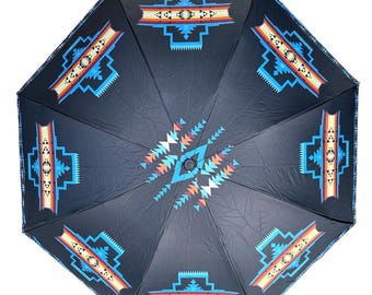Paraguas de diseño nativo americano del suroeste: paraguas de viaje plegable compacto