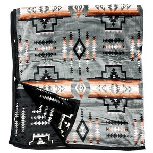 Southwest Native American Style NEW Design Super Soft Reversible Blanket Gray Brown