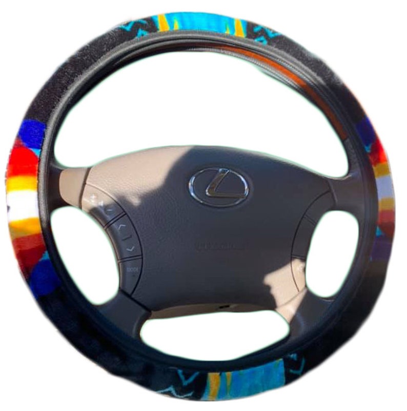 Native american super soft steering wheel cover black