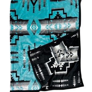 Southwest Native American Style NEW Design Super Soft Reversible Blanket mint