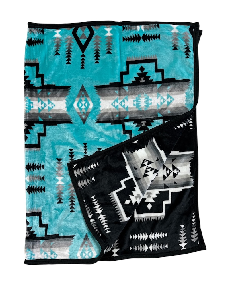 Southwest Native American Style NEW Design Super Soft Reversible Blanket mint