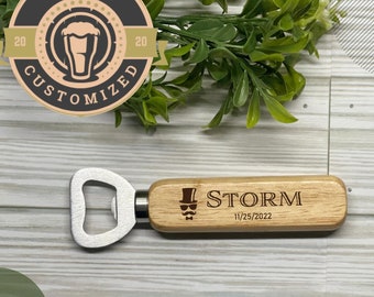 Personalized Wood Bottle Opener: Engraved Groomsmen Gift, Wedding Favors