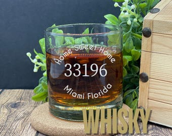 Engraved Bourbon Whiskey Glass, Personalized Home Barware Gift