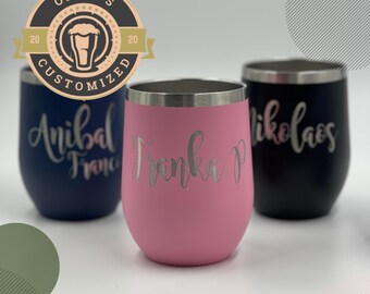 Custom Engraved Wine Tumbler: 12oz Insulated Stainless Steel Cup
