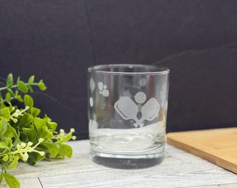Pickleball Whiskey Glass: Laser Engraved Sport Design