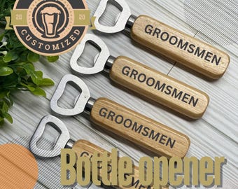 Custom Wooden Bottle Opener: Personalized Groomsmen Wedding Favors