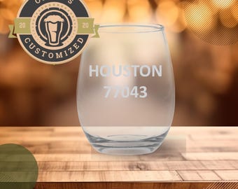 Personalized Stemless Wine Glass, Laser Etched Wedding Favors