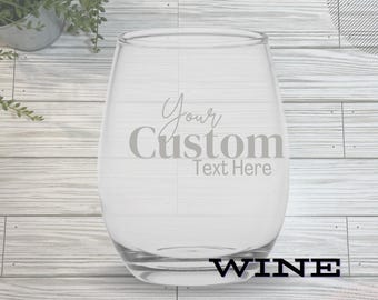 Personalized Etched Wine Glass | Custom Laser Engraved Gift