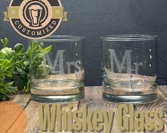 Personalized Couples Whiskey Glasses, Engraved Wedding Gift