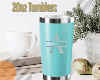 Personalized Coffee Tumbler: Laser Engraved 20 oz Stainless Steel
