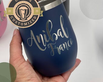 Personalized Wine Tumbler: Engraved Stainless Steel Insulated Wine Cup