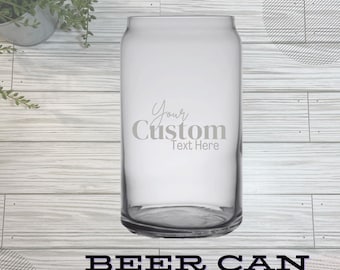 Personalized Beer Can Glass, Custom Engraved Gift